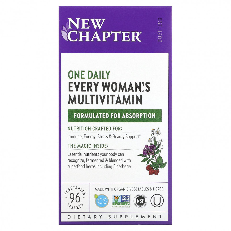 New Chapter, One Daily Every Woman's, мультивитамины для женщин, 96 вегетарианские таблеток Нью Чэптэ NCR-00334
