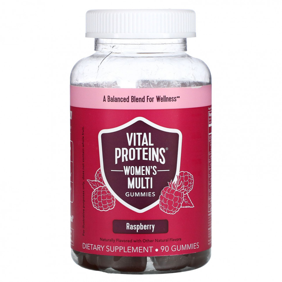 Vital Proteins, Мультивитамины для женщин, малина, 90 жевательных таблеток Витал Потеинс VTP-56858
