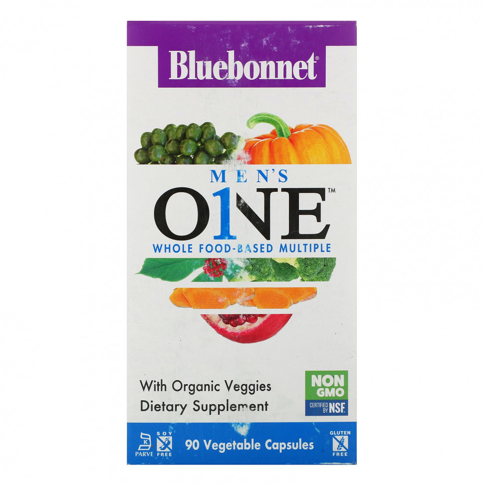 Bluebonnet Nutrition, Men's ONE, комплекс на основе цельных продуктов, 90 растительных капсул Блубоннэт Нутришен BLB-00143
