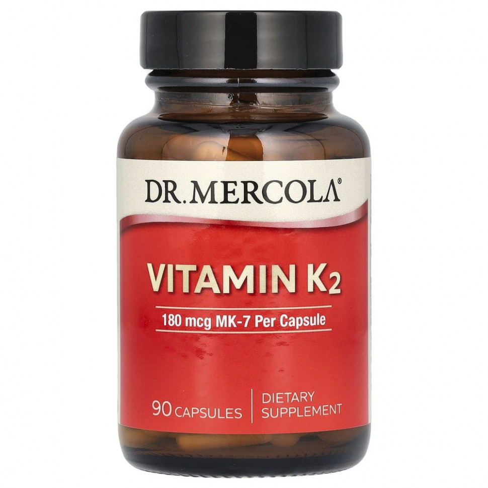 Dr. Mercola, Витамин K2, 180 мкг, 90 капсул ДР. Меркола MCL-01532