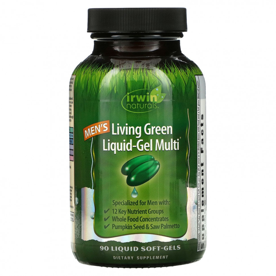 Irwin Naturals, Men's Living Green Liquid-Gel Multi, 90 мягких желатиновых капсул с жидкостью Ирвин Натуралс IRW-56689