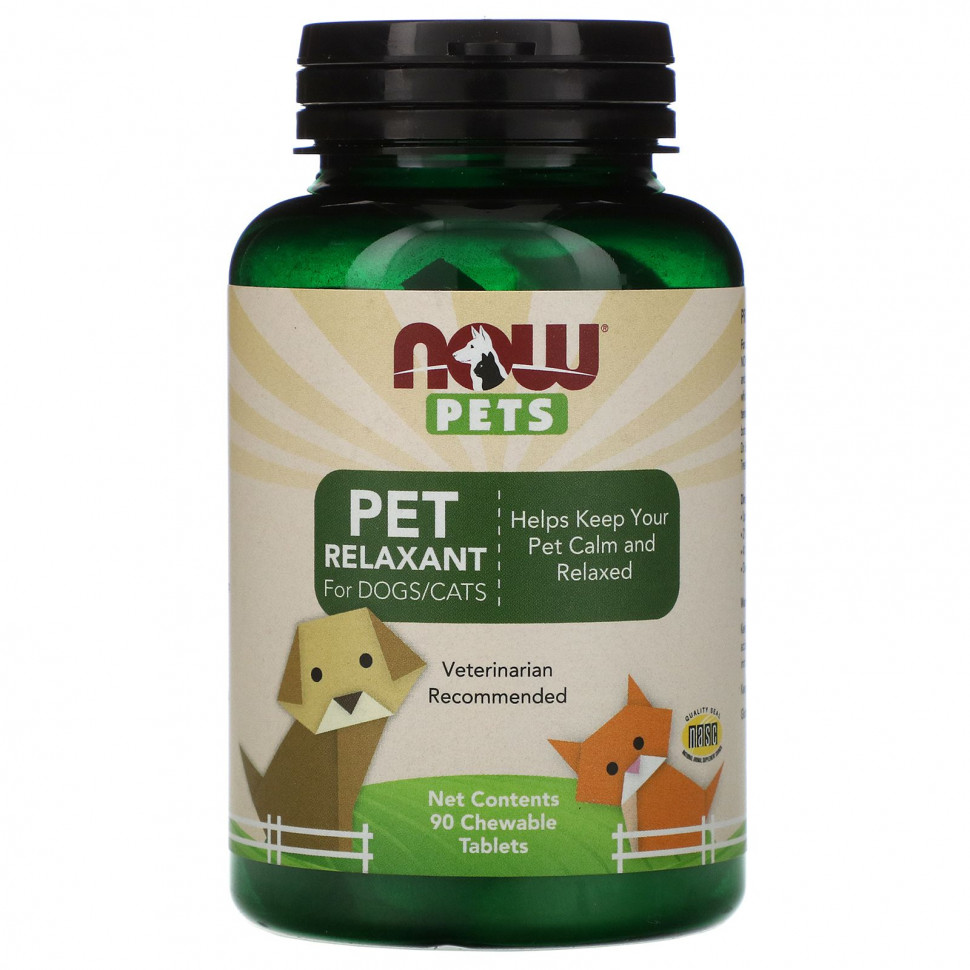 NOW Foods, Now Pets, слабительное для собак/кошек, 90 жевательных таблеток NOW-04310