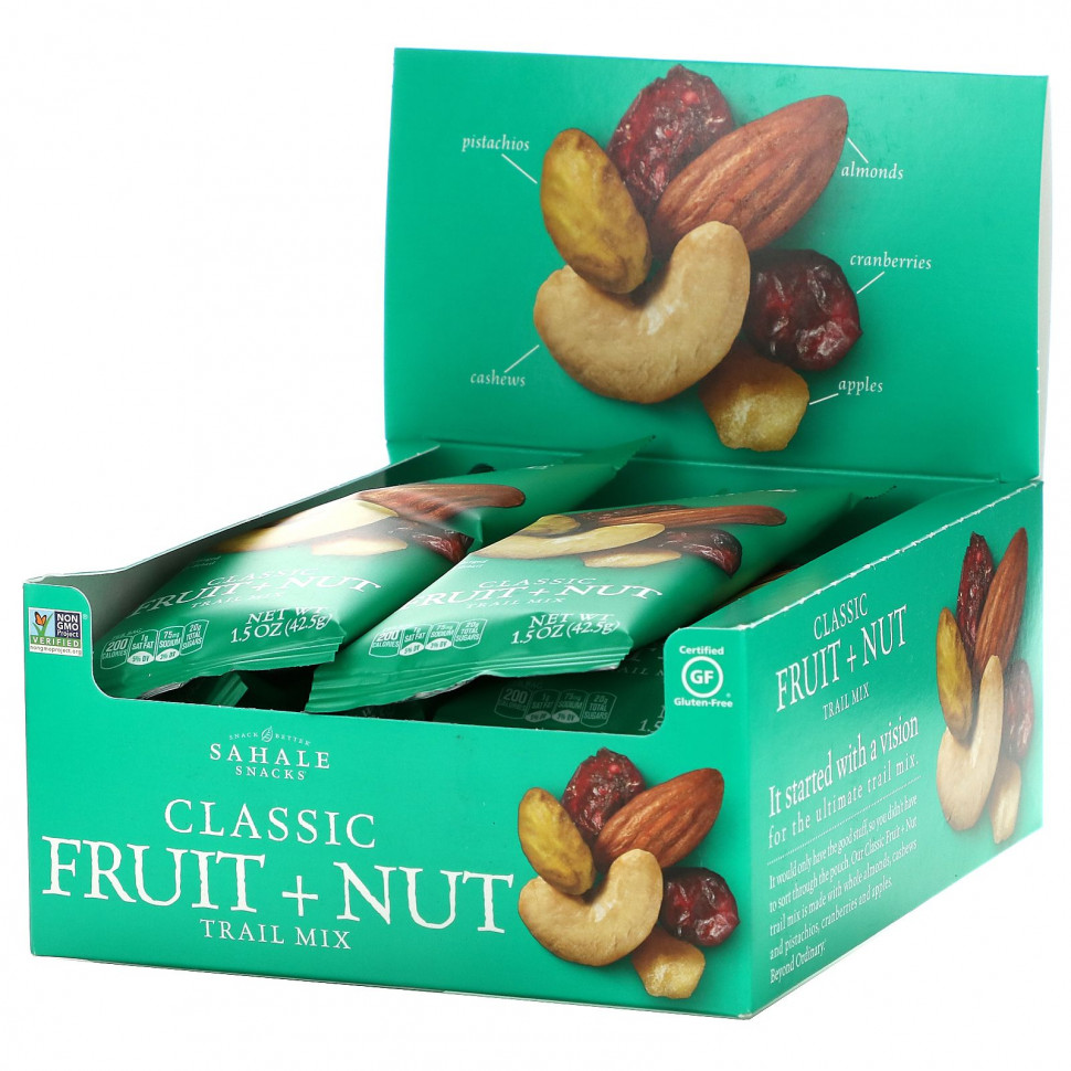 Sahale Snacks, Trail Mix, Classic Fruit + Nut Blend, 9 Packs, 1.5 oz (42,5 g) Each Сехале Снакс SHK-00022