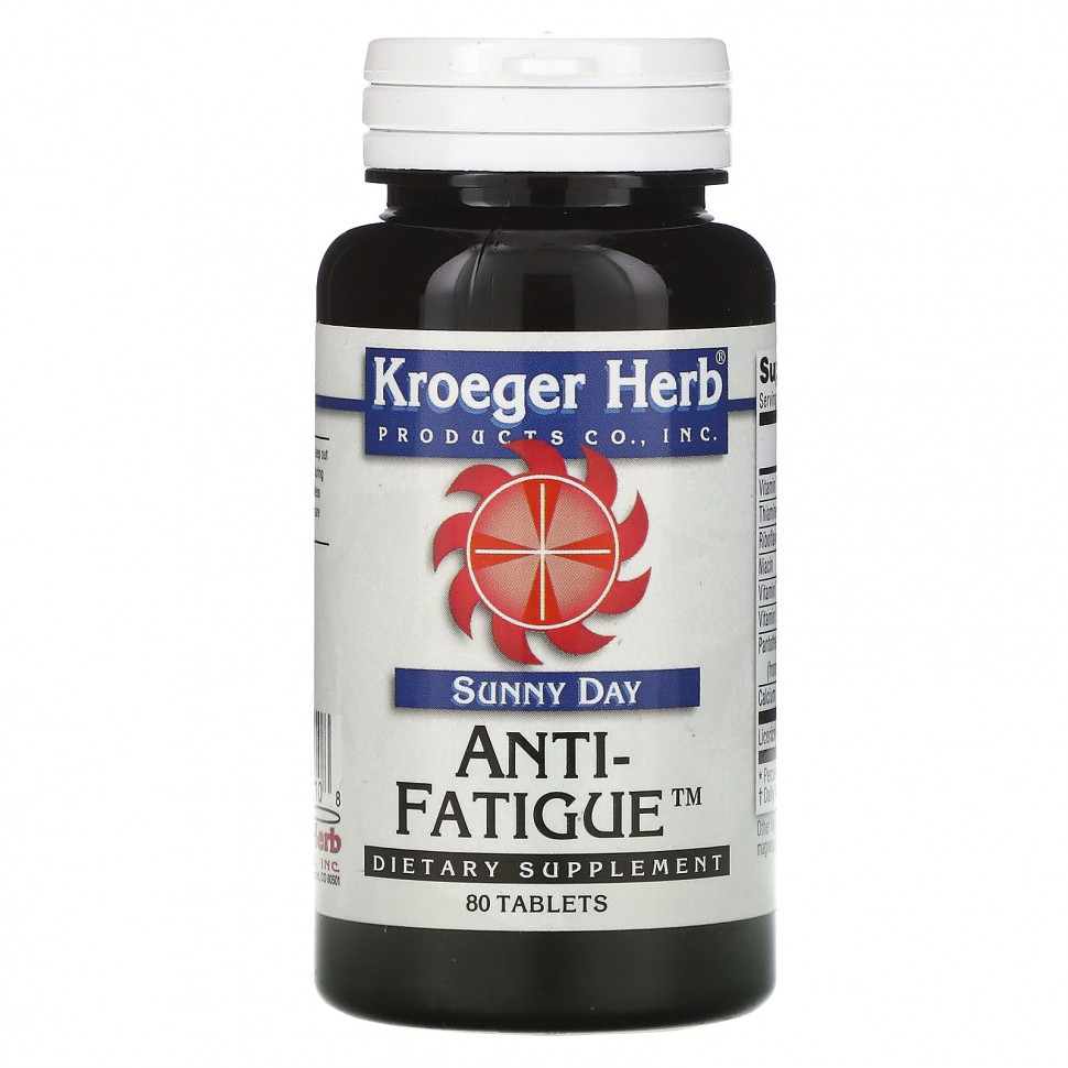 Kroeger Herb Co, Sunny Day, Anti-Fatigue, средство от усталости, 80 таблеток Кроегер Херб Ко KHC-22010