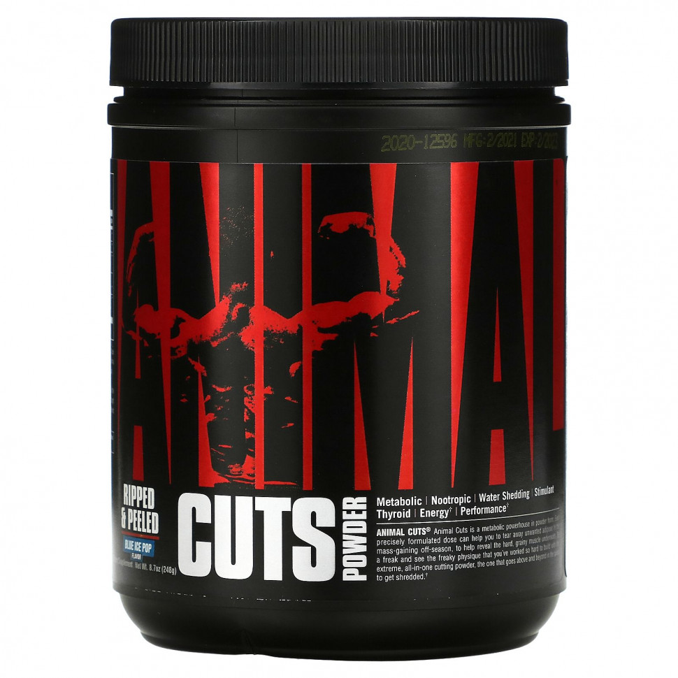 Universal Nutrition, Порошок Animal Cuts, Blue Ice Pop, 8,7 унции (248 г) Юниверсал Нутришэн UNN-03292