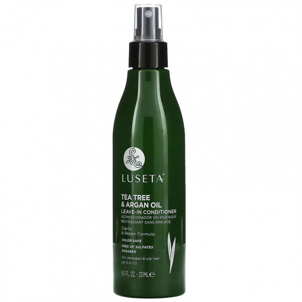 Luseta Beauty, Масло чайного дерева и арганы, несмываемый кондиционер, для поврежденных и жирных волос, 251 мл (8,5 жидк. Унции) LBY-44079