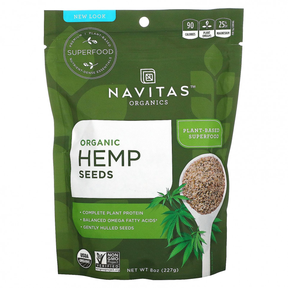 Navitas Organics, Organic Hemp Seeds (Органические семена конопли), 227 г (8 унций) Навитас Органикс NAV-00014
