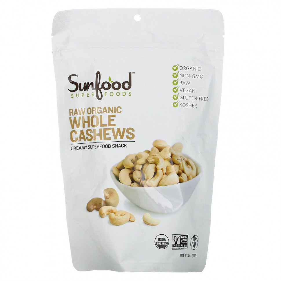 Sunfood, Нежный орех кешью, 8 унций (227 г) Санфуд SFD-05110