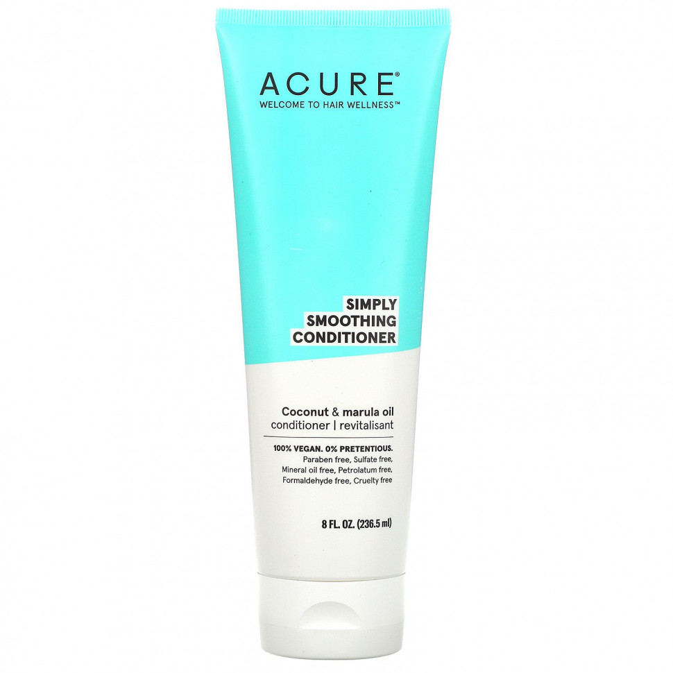 Acure, Кондиционер Simply Smoothing, масло кокоса и марулы, 236,5 мл (8 жидк. Унций) Акьюр Органикс ACO-02282