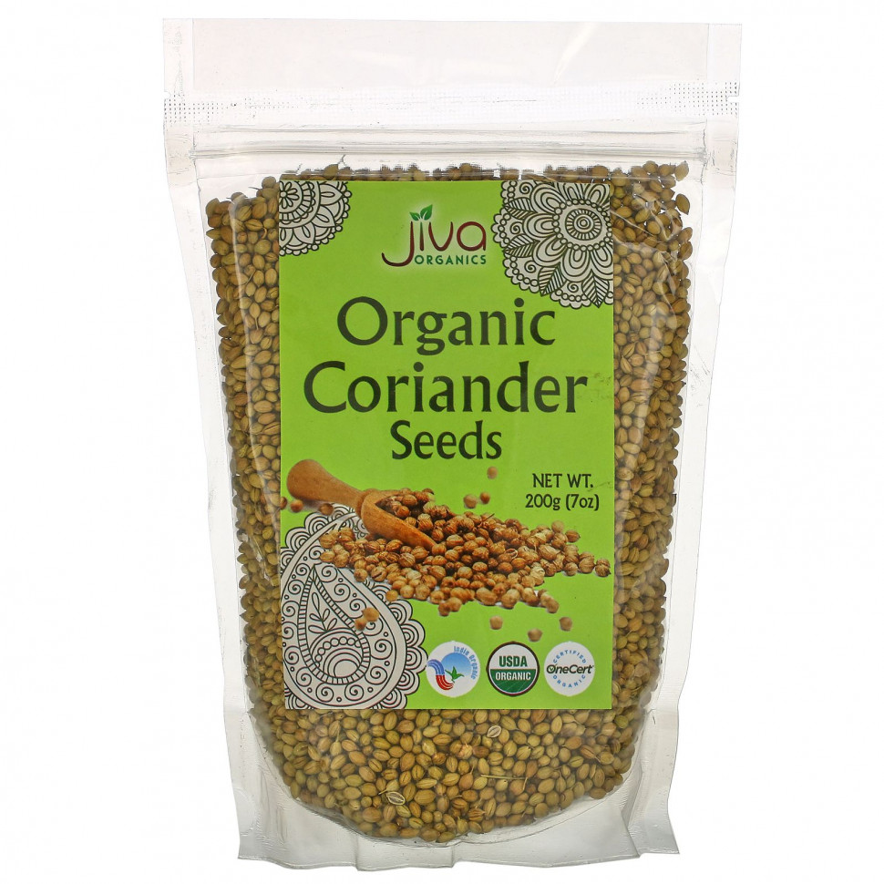 Jiva Organics, Органические семена кориандра, 200 г (7 унций) Джива Органикс JVO-70406