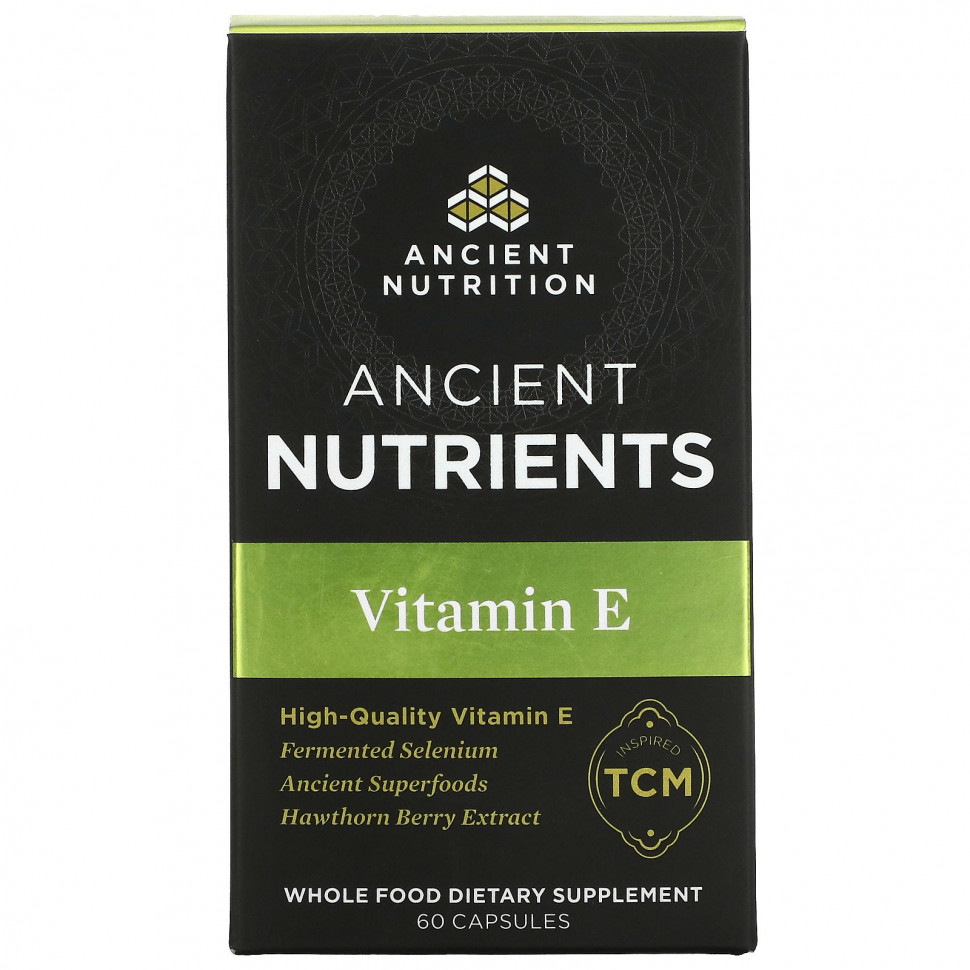 Dr. Axe / Ancient Nutrition, Витамин E, 60 капсул Эншент Нутришен ATN-02338