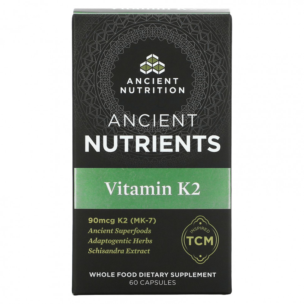 Dr. Axe / Ancient Nutrition, Ancient Nutrients, витамин K2, 60 капсул Эншент Нутришен ATN-02340