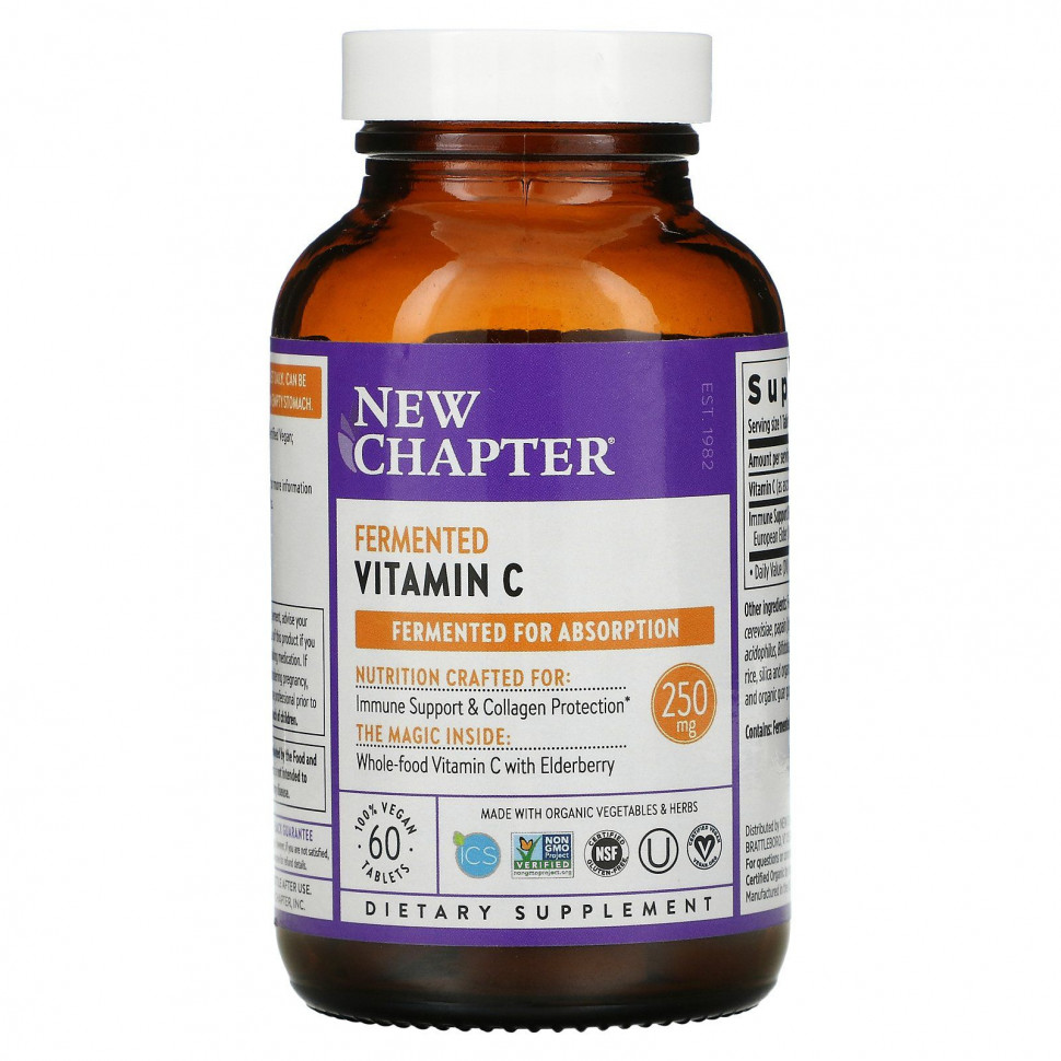New Chapter, Fermented Vitamin C, 60 Vegan Tablets Нью Чэптэ NCR-90257
