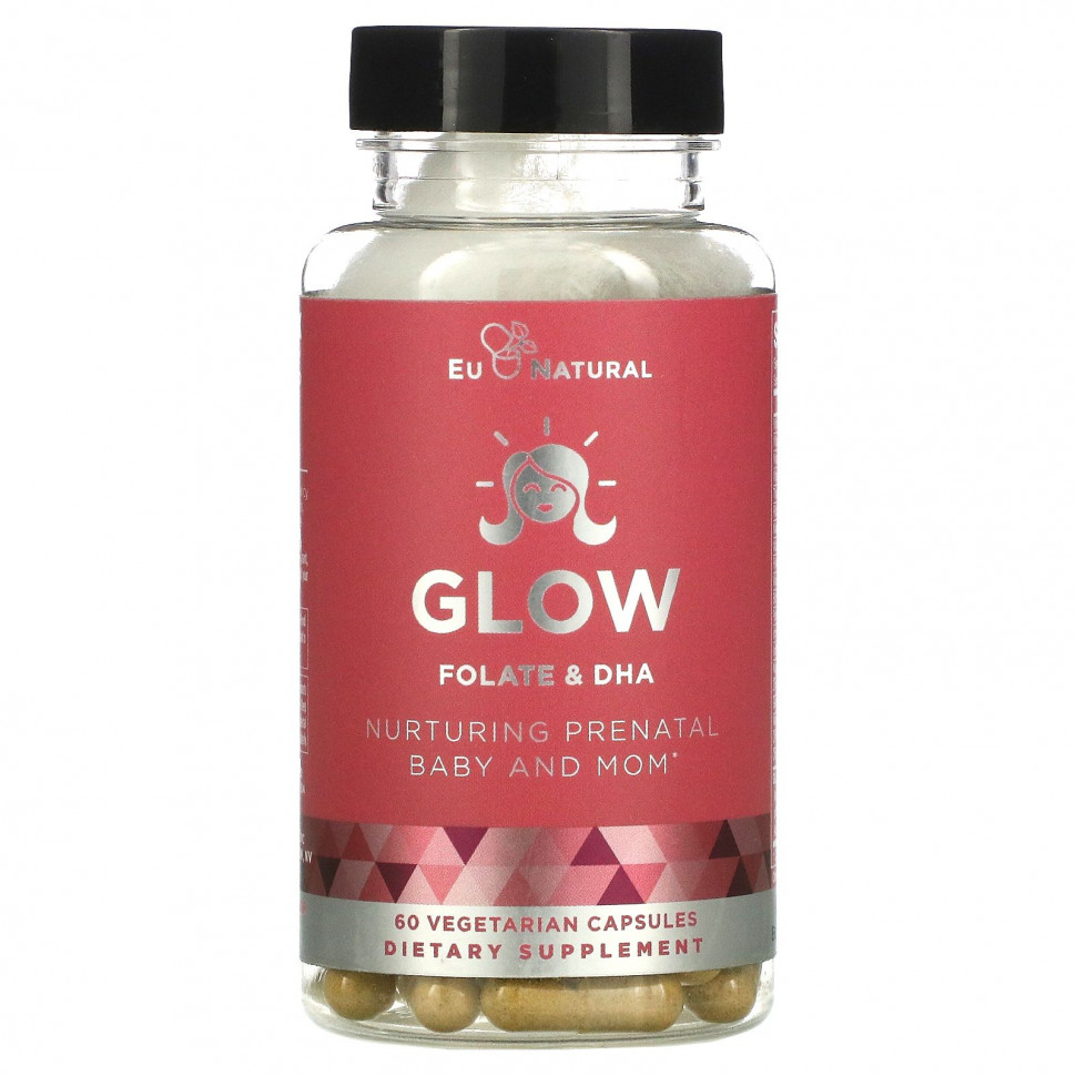 Eu Natural, Glow, фолат и ДГК, 60 вегетарианских капсул EUN-00821