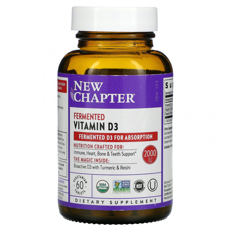 New Chapter, Fermented Vitamin D3, 60 Vegan Tablets Нью Чэптэ NCR-90263