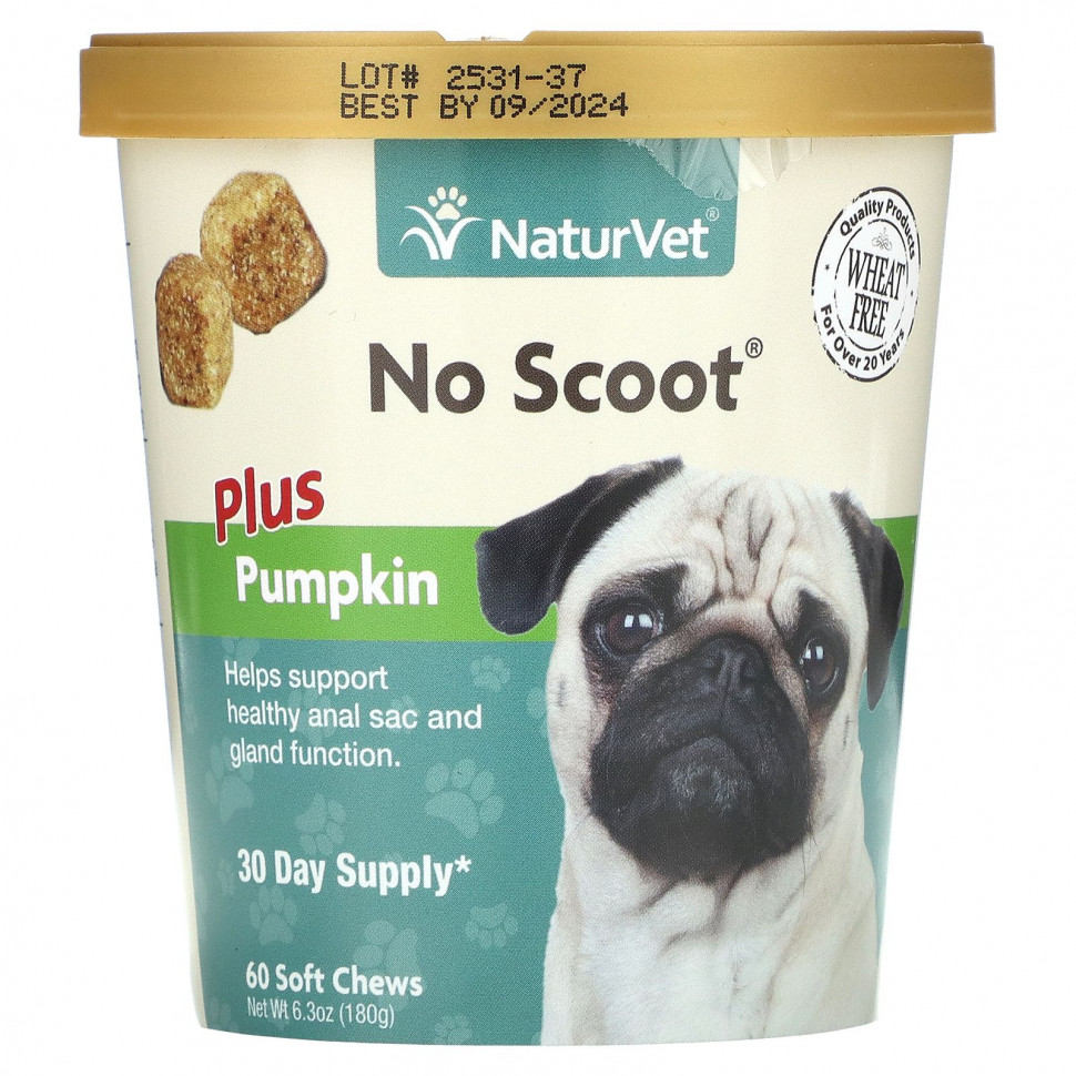 NaturVet, No Scoot, с тыквой, для собак, 60 жевательных таблеток, 180 г (6,3 унции) НатурВет VET-03697