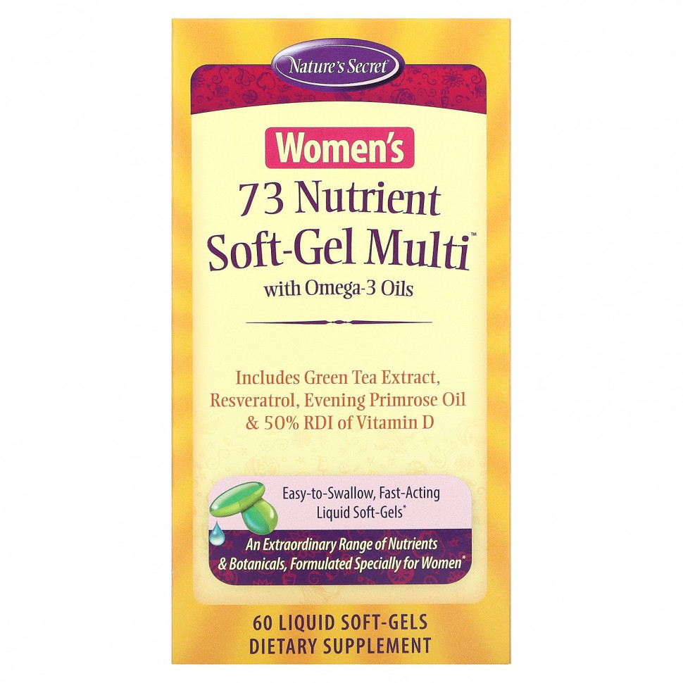 Nature's Secret, 73 Nutrient Soft-Gel Multi, мультивитамины для женщин с маслами омега-3, 60 желатиновых капсул Натурес Секрет NTS-50093