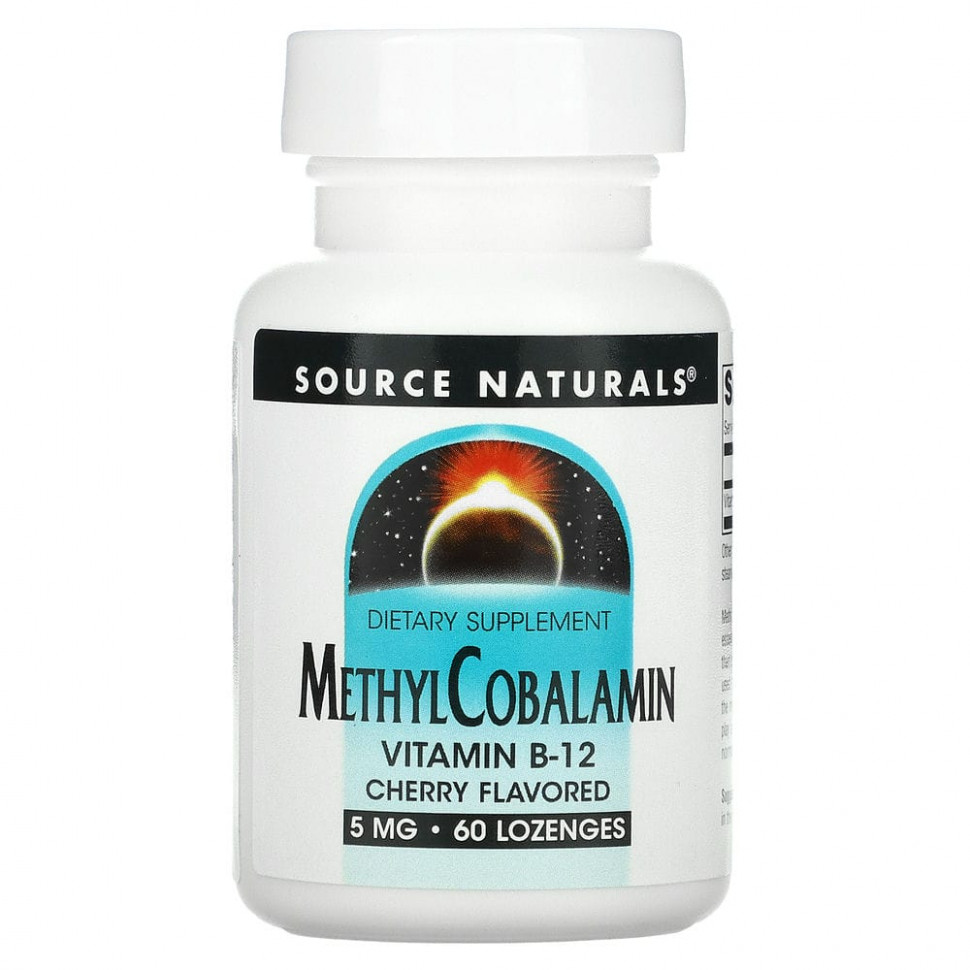Source Naturals, метилкобаламин, витамин B12, со вкусом вишни, 5 мг, 60 пастилок SNS-01329