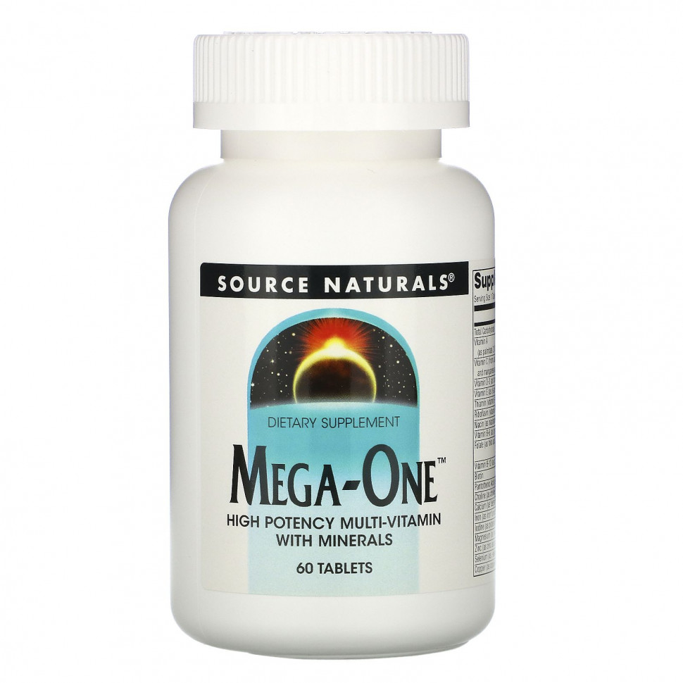 Source Naturals, Mega-One, высокоэффективный мультивитамин с минералами, 60 таблеток SNS-00008