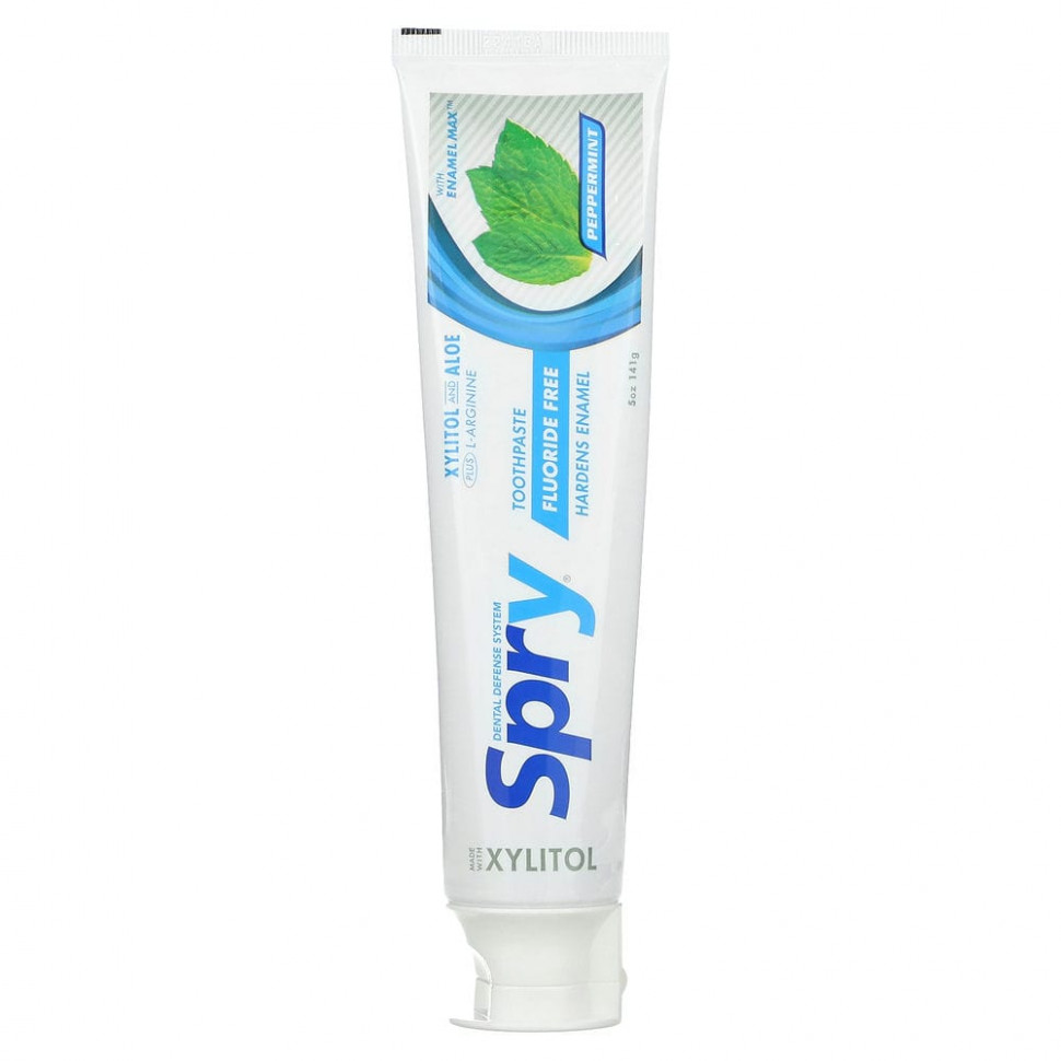 Xlear, Spry Toothpaste, Anti-Plaque Tartar Control, Fluoride Free, Natural Peppermint, 5 oz (141 g) Кслир XLR-00050