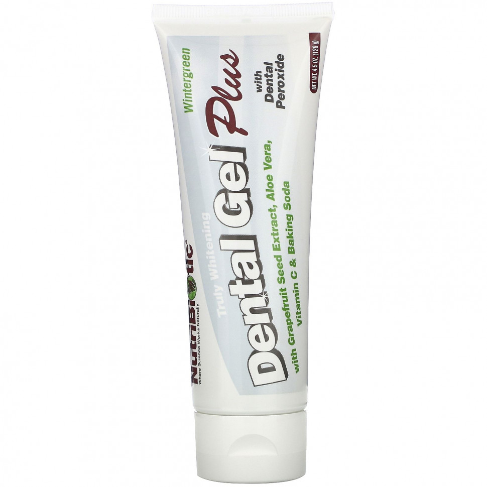 NutriBiotic, Dental Gel Plus, гель для зубов с отбеливающим эффектом, грушанка, 128 г (4,5 унции) НутриБиотик NBC-01031