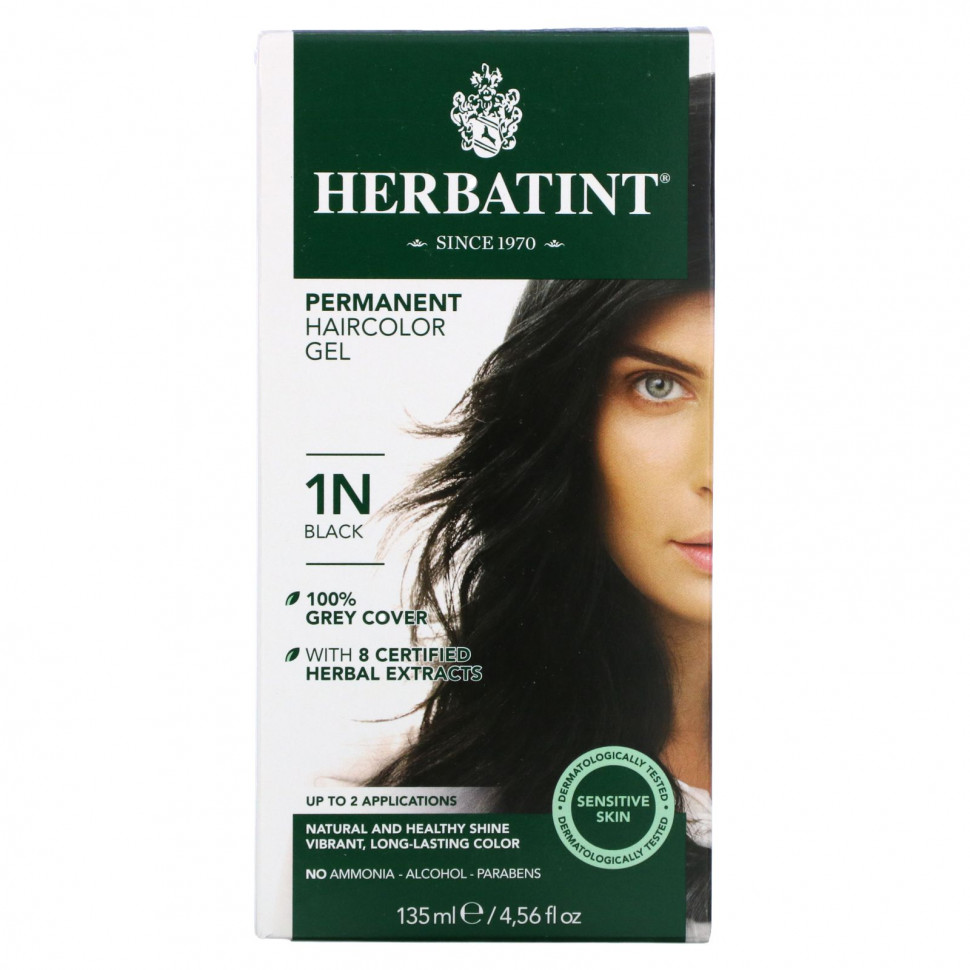 Herbatint, перманентная гель-краска для волос, 1N, черный, 135 мл (4,56 жидк. унции) Хербатинт HVN-00100