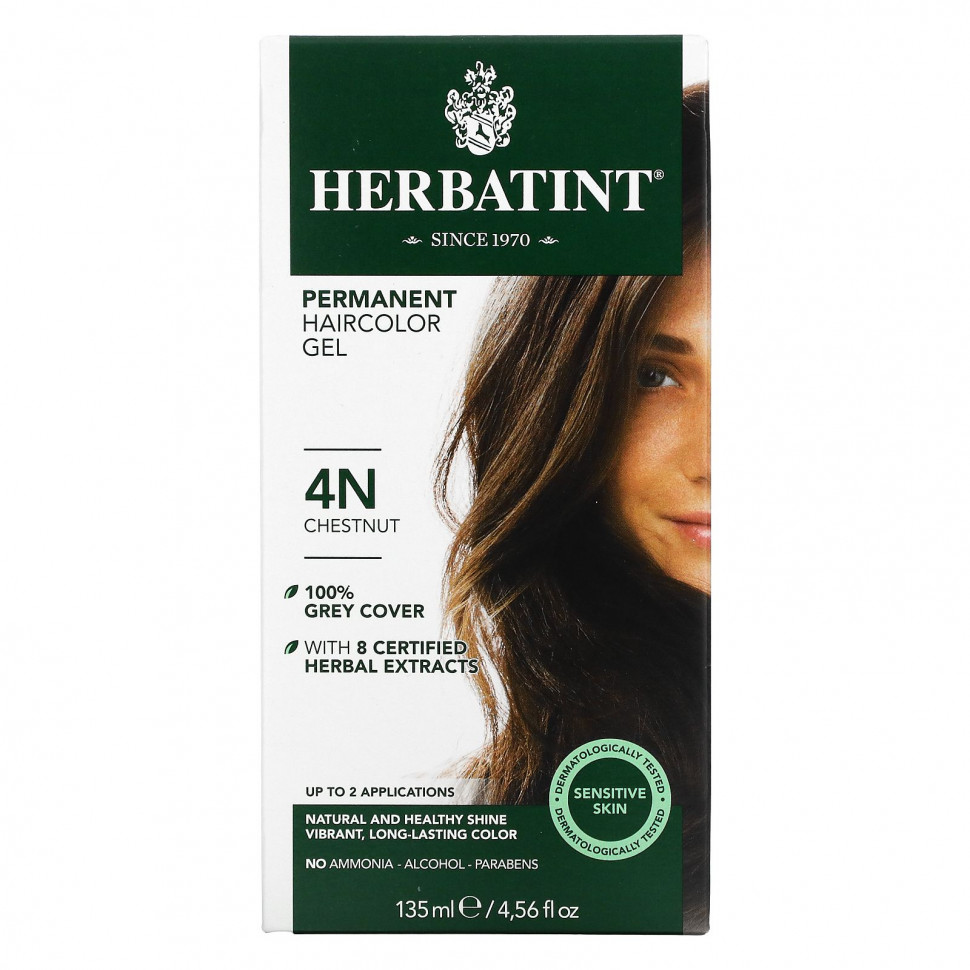Herbatint, Перманентная гель-краска для волос, 4N, каштан, 135 мл Хербатинт HVN-00103