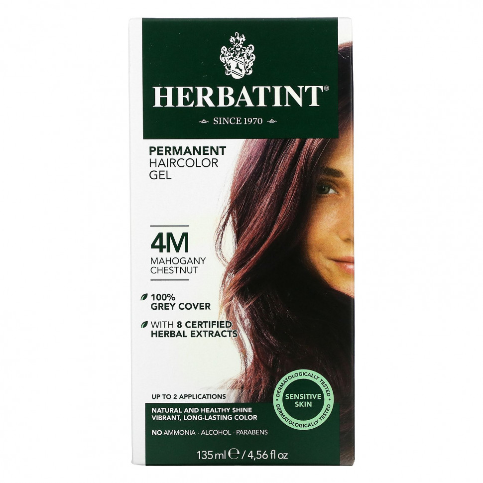 Herbatint, Стойкая гель-краска для волос, 4M, красное дерево и каштан, 135 мл (4,56 жидкой унции) Хербатинт HVN-00115