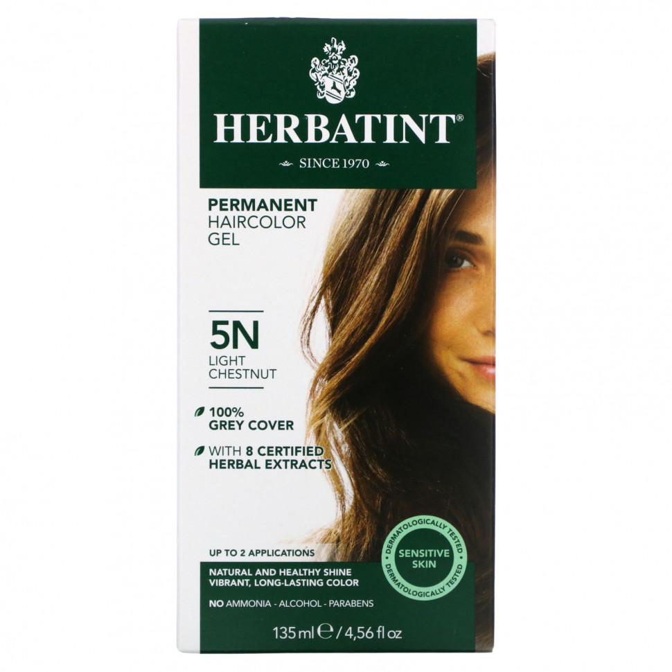 Herbatint, Перманентная краска-гель для волос, 5N, светлый каштан, 4,56 жидкой унции (135 мл) Хербатинт HVN-00104