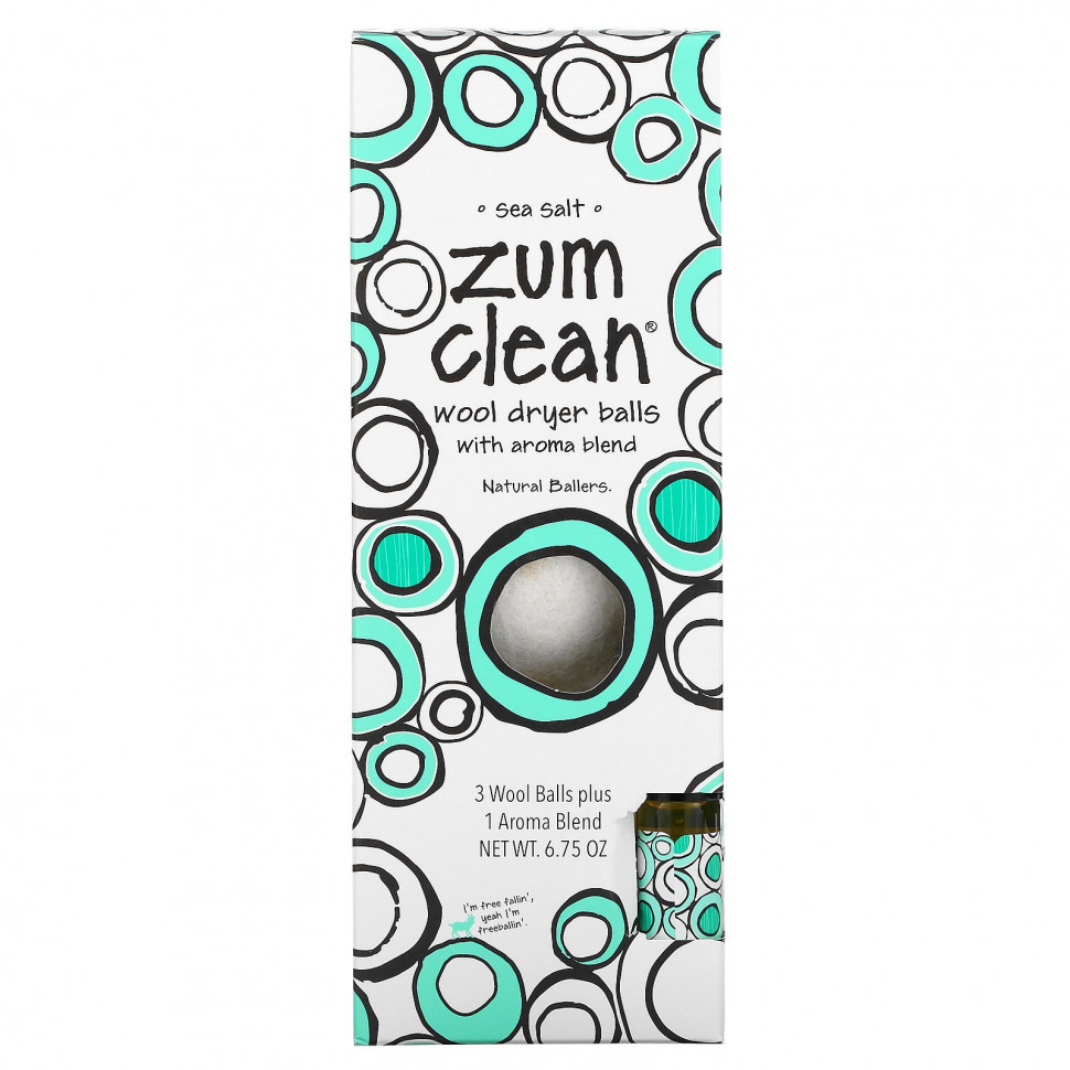 ZUM, Zum Clean, шарики для сушки шерсти со смесью ароматизаторов, морской солью, 4 шт. NDG-35306