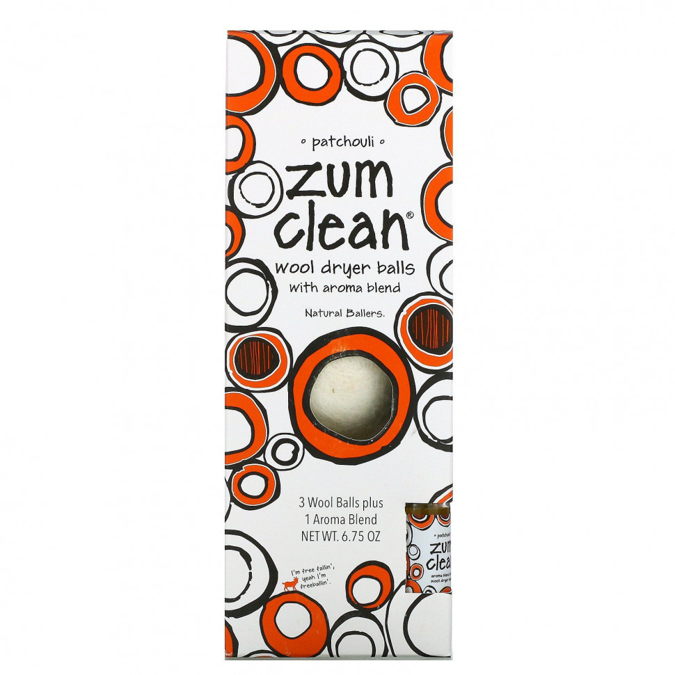 ZUM, Zum Clean, шарики для сушки шерсти со смесью ароматов, пачули, 4 шт. NDG-35304