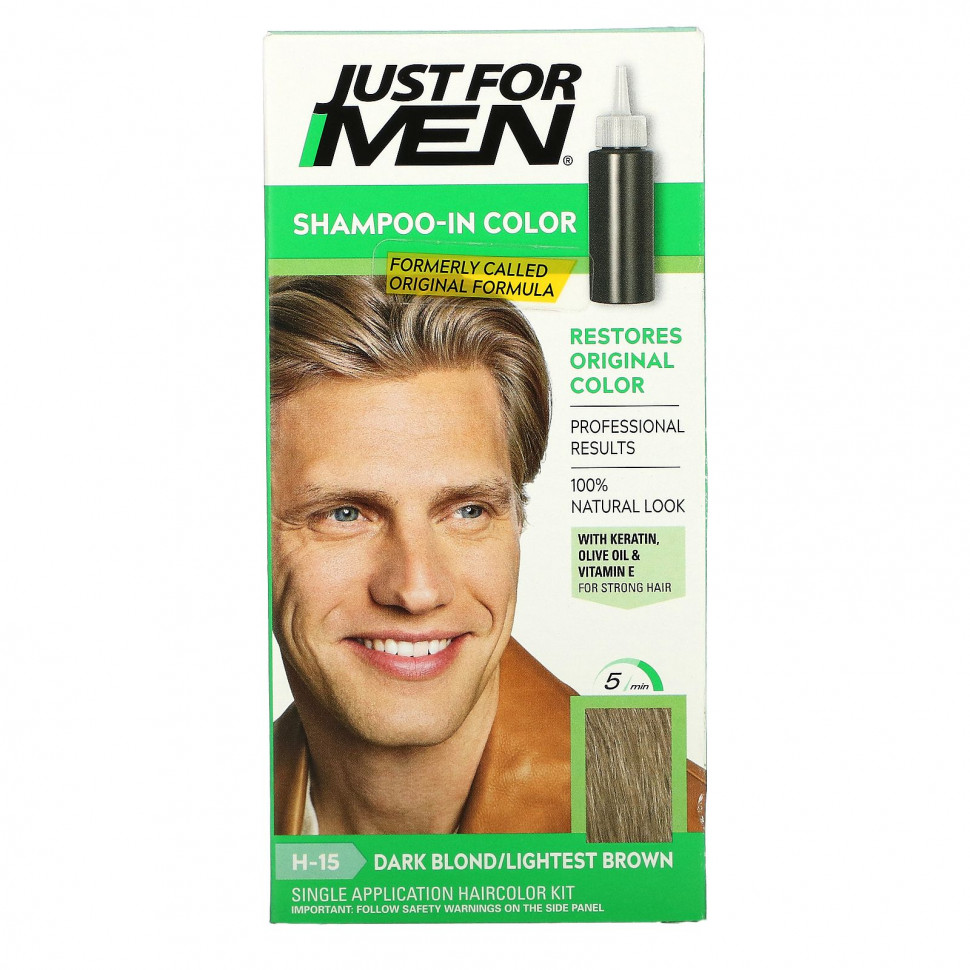 Just for Men, Мужская краска для волос Original Formula, оттенок блонд/самый светлый коричневый H-15, одноразовый комплект JFM-04939