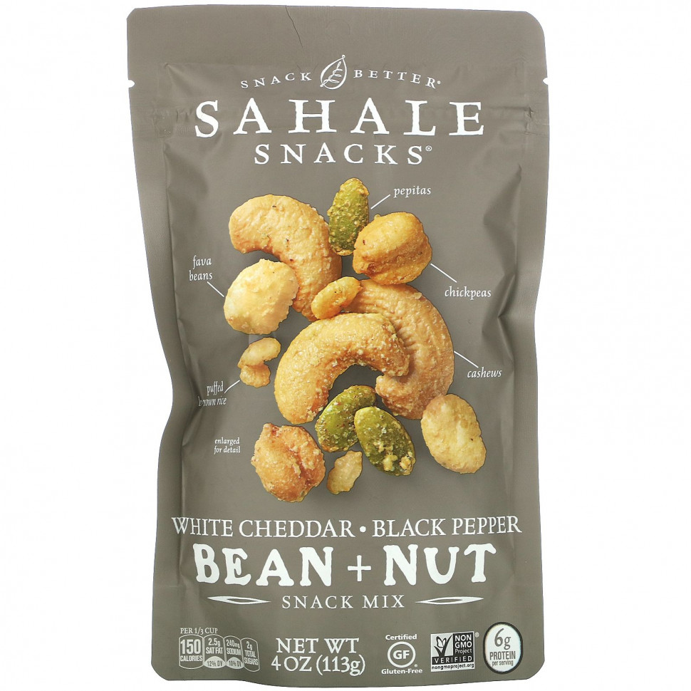 Sahale Snacks, Snack Mix, Белый чеддер, фасоль черного перца + орех, 4 унции (113 г) Сехале Снакс SHK-00089
