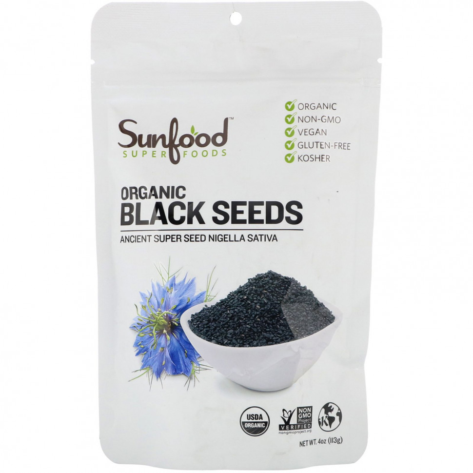 Sunfood, Органические черные семена, 113 г (4 унции) Санфуд SFD-10232