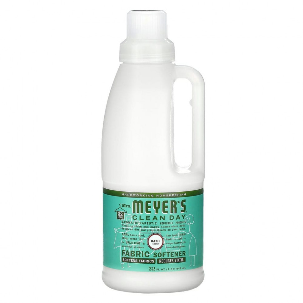 Mrs. Meyers Clean Day, кондиционер для белья, с ароматом базилика, 946 мл (32 жидк. унции) Мрс Мэйерс Клин Дэй MRS-14334