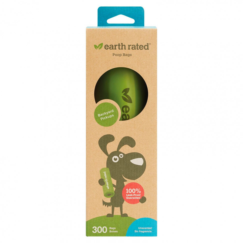 Earth Rated, Пакеты для отходов для собак, без запаха, 300 пакетов ERD-00025