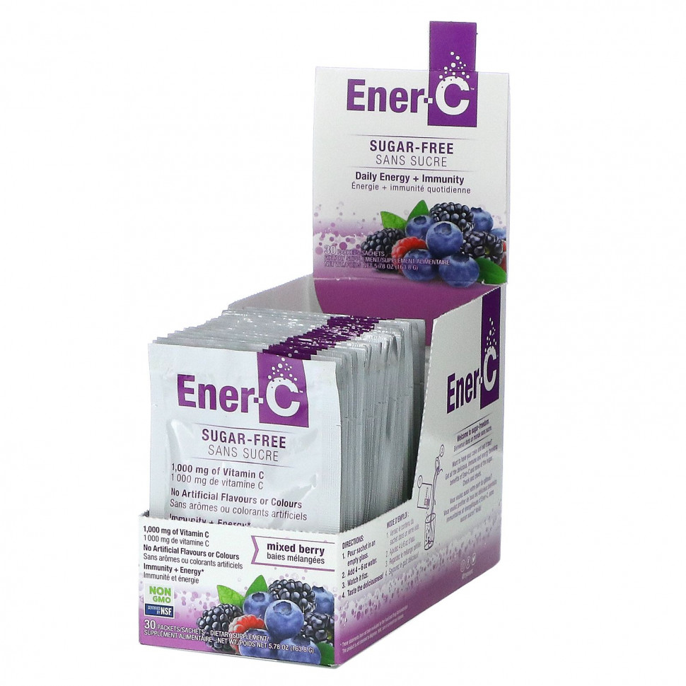 Ener-C, Vitamin C, Multivitamin Drink Mix, Surgar Free, Mixed Berry, 1,000 mg, 30 Packets, 0.2 oz (5.46 g) Each Енер Си ENR-00132