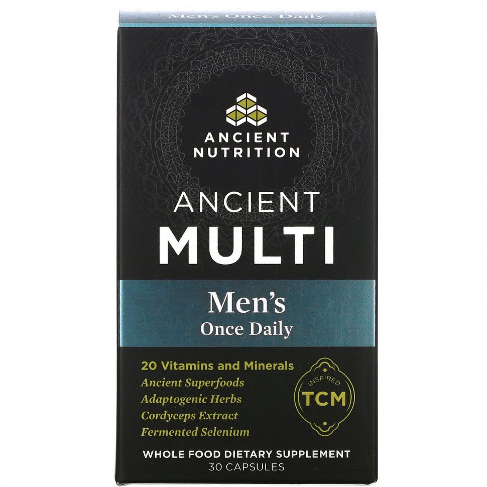 Dr. Axe / Ancient Nutrition, Ancient Multi, ежедневный прием для мужчин, 30 капсул Эншент Нутришен ATN-02325