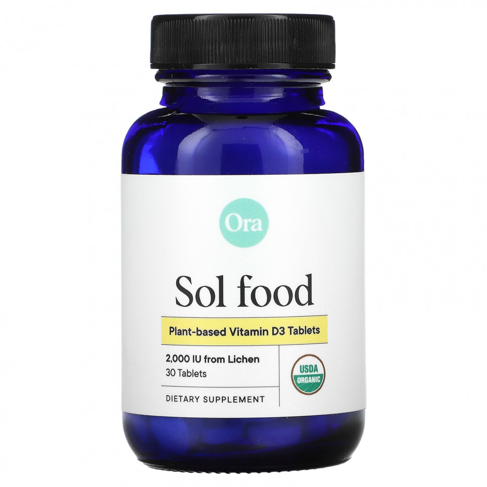 Ora, Sol Food, растительный витамин D3, 2000 МЕ, 30 таблеток Ора ORA-00709