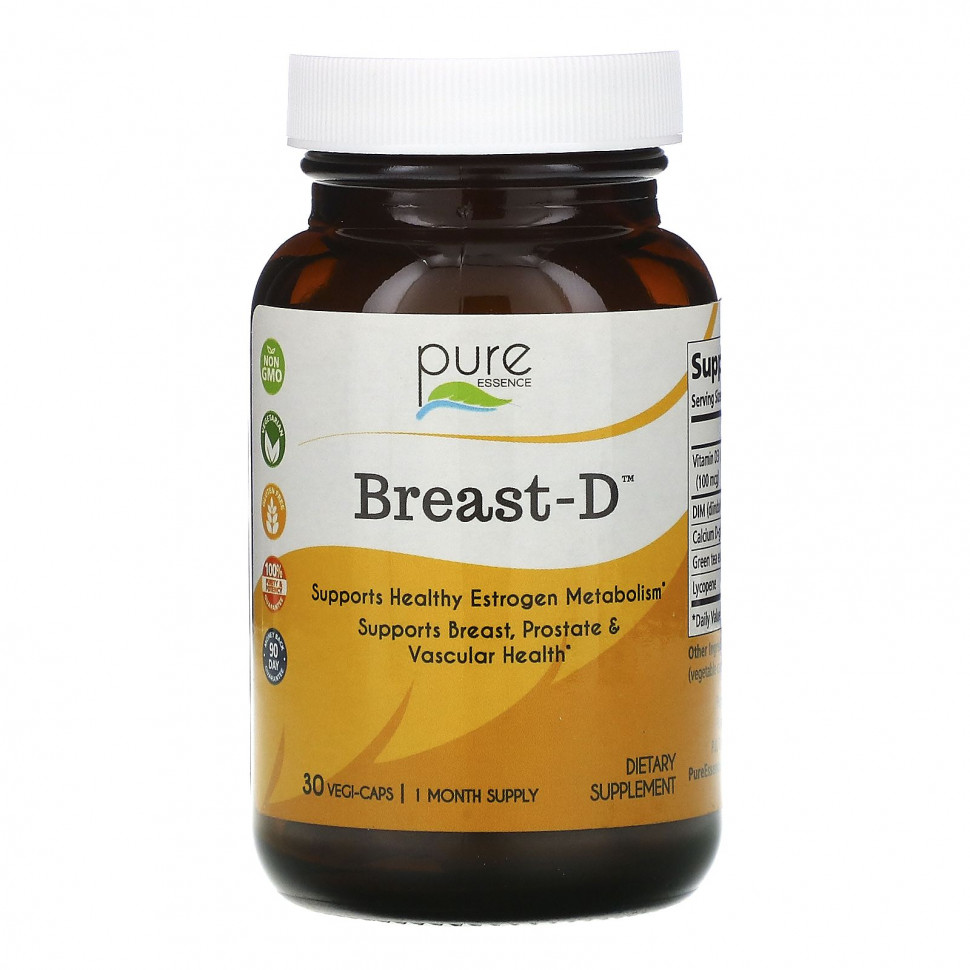 Pure Essence, Breast-D, 30 вегетарианских капсул Пуре Есеенс PUR-26001