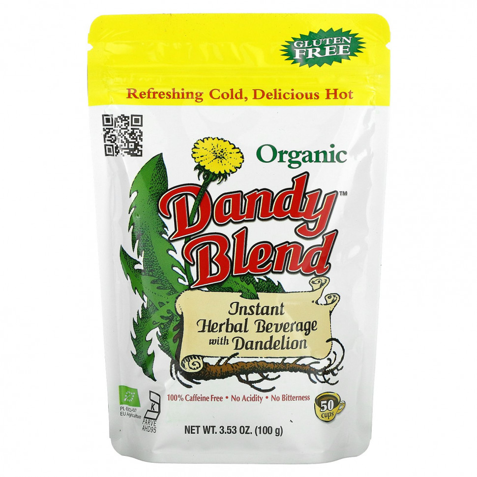 Dandy Blend, растворимый травяной напиток с органическим одуванчиком, без кофеина, 100 г (3,53 унции) Дэнди Блэнд DAN-15030