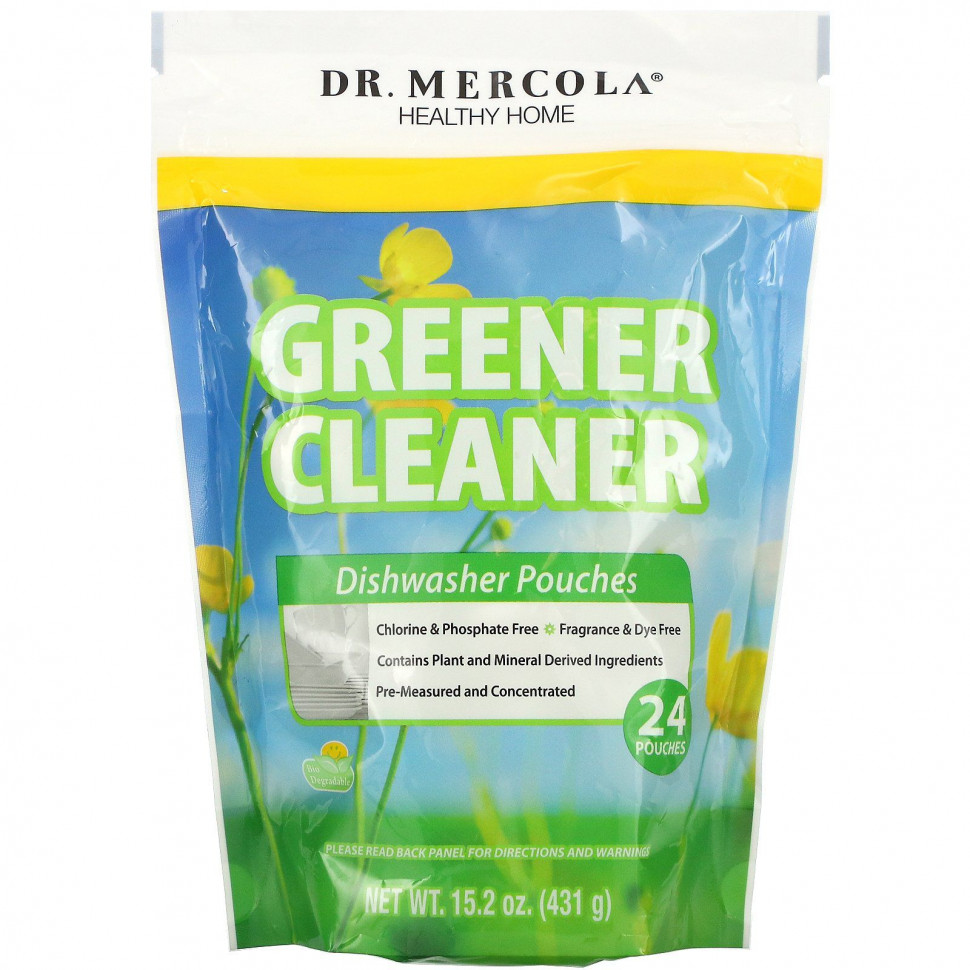 Dr. Mercola, Greener Cleaner, пакетики для посудомоечной машины, 24 пакетика, 431 г (15,2 унции) ДР. Меркола MCL-01548