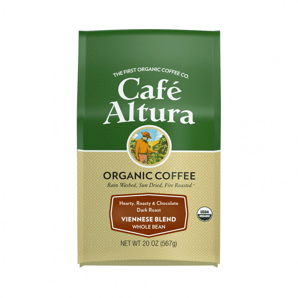 Cafe Altura, органический кофе, венская смесь, темная обжарка, цельные зерна, 567 г (20 унций) Кафе Алтура CAF-33625