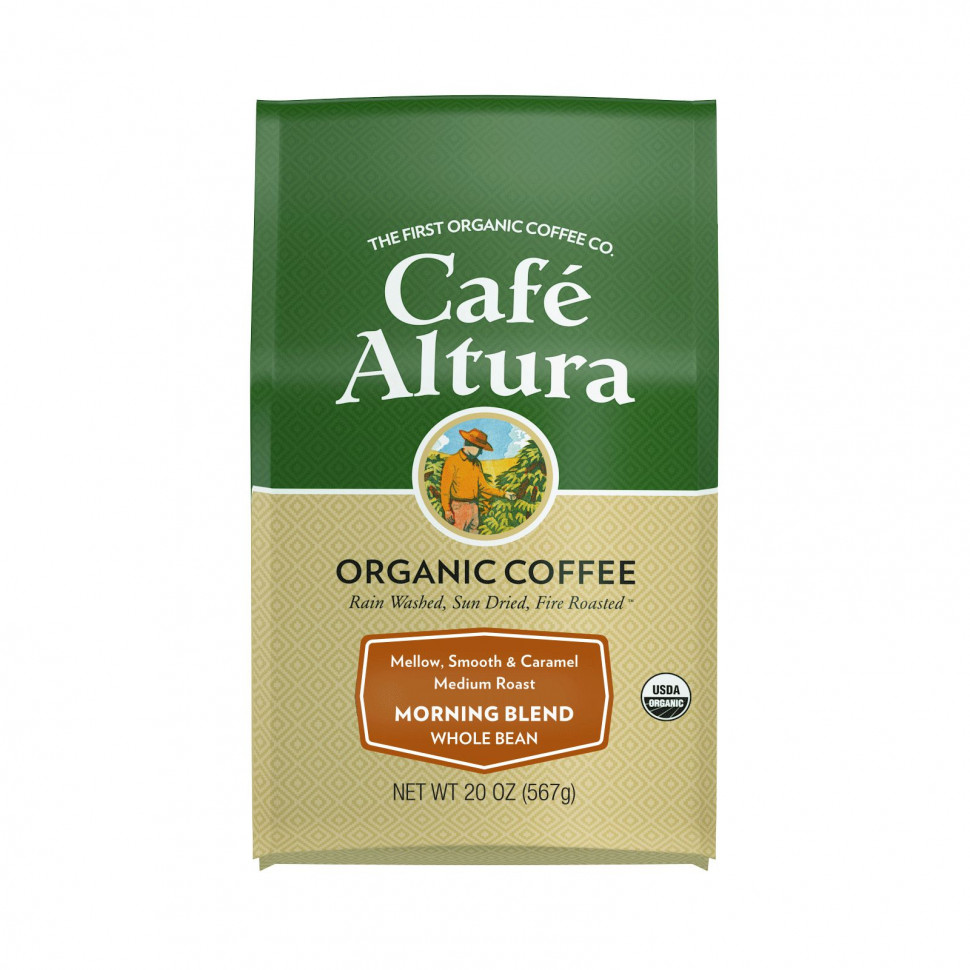 Cafe Altura, органический кофе, утренняя смесь, цельные зерна, средняя обжарка, 567 г (20 унций) Кафе Алтура CAF-33624
