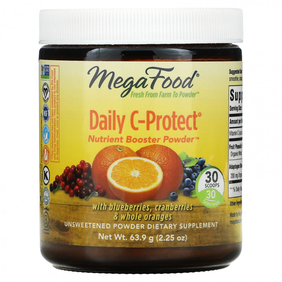 MegaFood, Daily C-Protect, Nutrient Booster, порошок, без сахара, 63,9 г (2,25 унции) Мегафудс MGF-60137