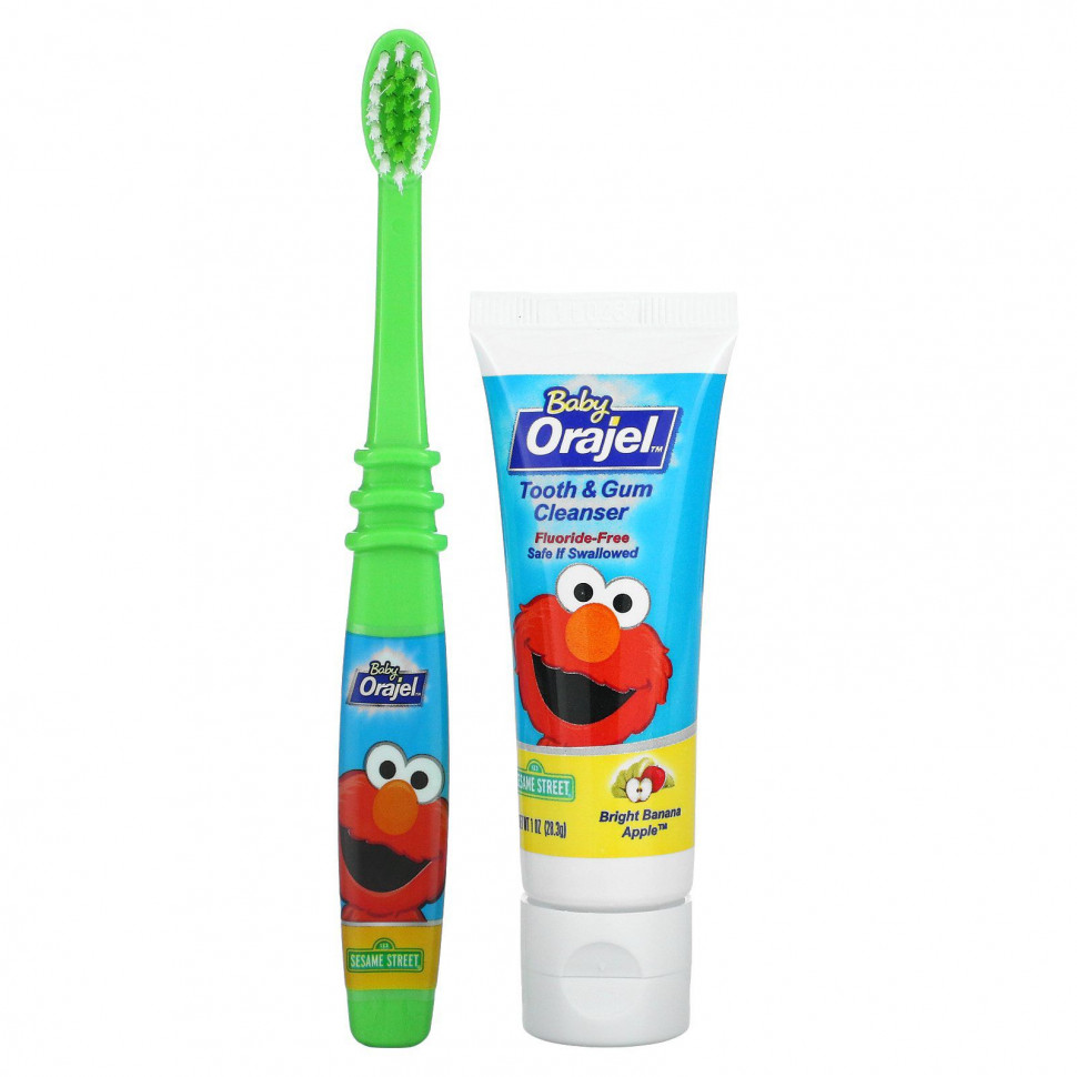 Orajel, очищающее средство для зубов и десен Elmo, без фторида, для детей в возрасте от 3 до 24 месяцев, смесь банана и яблока, 28,3 г (1 унция) OJL-32560