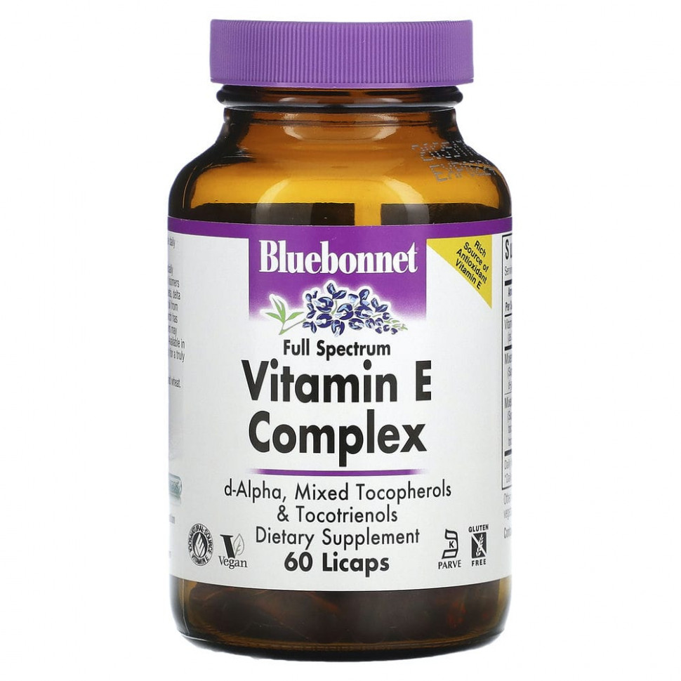 Bluebonnet Nutrition, Комплекс витамина Е, 60 капсул с жидкостью Блубоннэт Нутришен BLB-00601