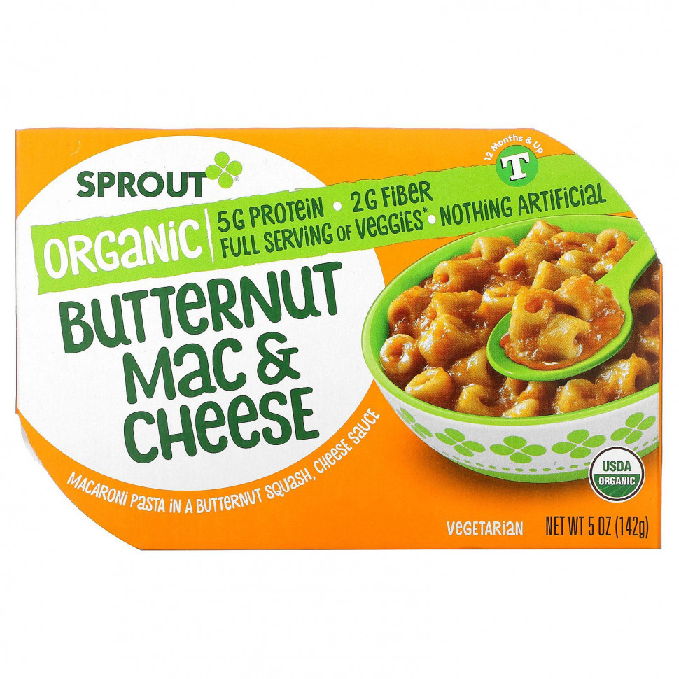 Sprout Organic, Макароны и сыр с орехами, от 12 месяцев и старше, 142 г (5 унций) SRT-01436