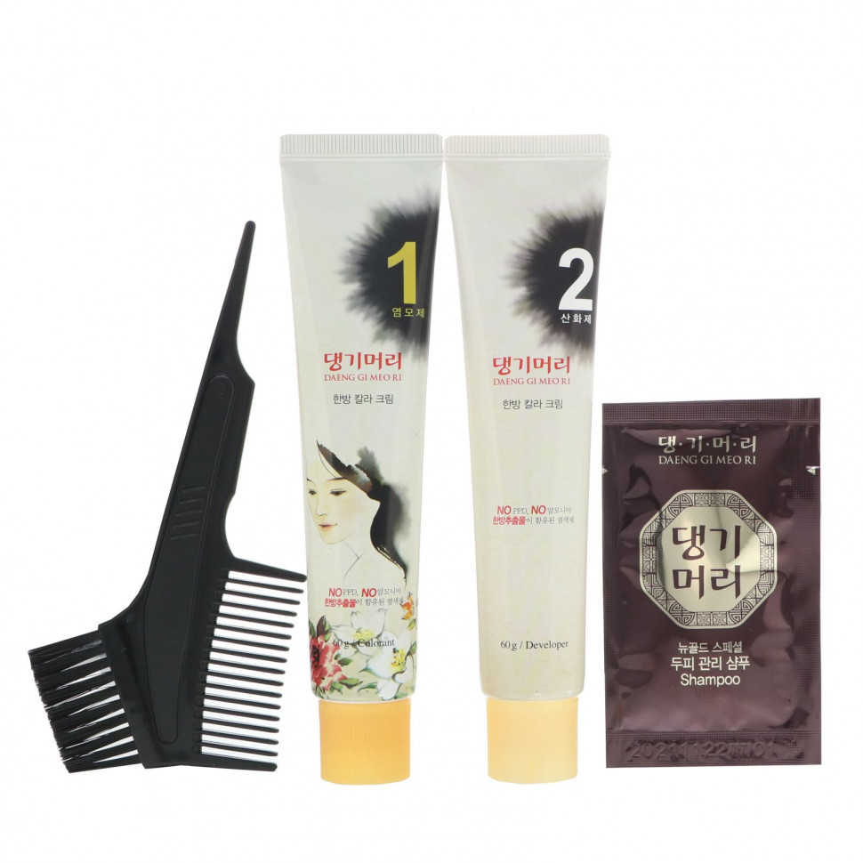 Doori Cosmetics, Daeng Gi Meo Ri, краска для волос с лекарственными травами, оттенок yатуральный коричневый, 1 набор DOO-07476