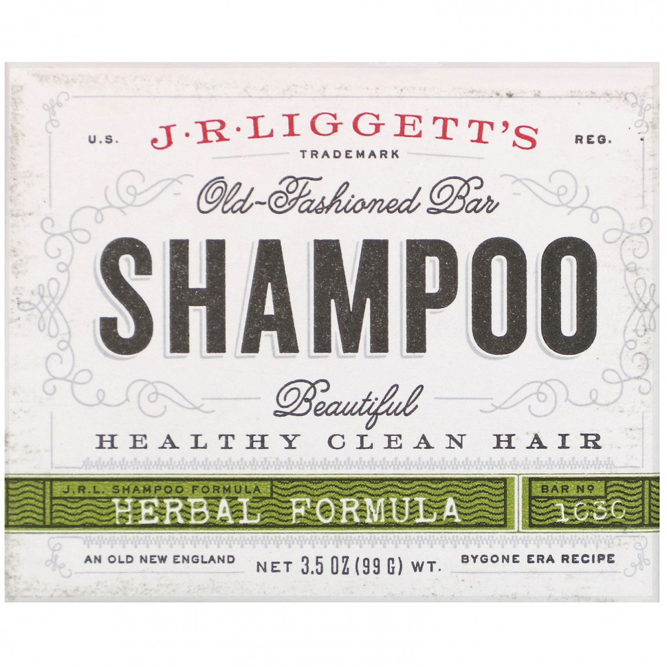J.R. Liggett's, Old Fashioned Shampoo Bar, Herbal Formula, 3.5 oz (99 g) ЖР Лиггетс LGJ-10202